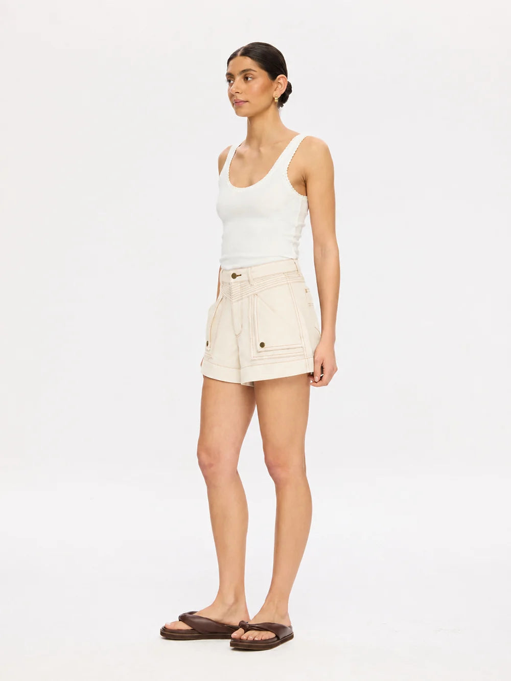 Kivari Celene Denim Short | Cream
