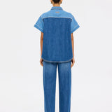 Kivari Coralie Denim Shirt | Two Tone Blue (PRE-ORDER)