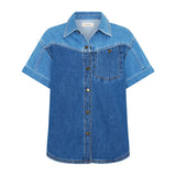 Kivari Coralie Denim Shirt | Two Tone Blue (PRE-ORDER)