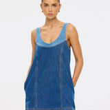 Kivari Coralie Denim Mini Dress | Two Tone Blue (PRE-ORDER)