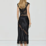Maison Essentiele Silk Lace Midi Skirt | Black (PRE-ORDER)