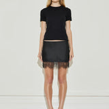 Maison Essentiele Silk Lace Mini Skirt | Black (PRE-ORDER)