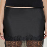 Maison Essentiele Silk Lace Mini Skirt | Black (PRE-ORDER)