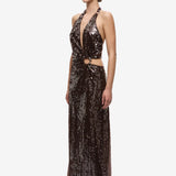 Misha Devon Sequin Maxi Dress | Chocolate