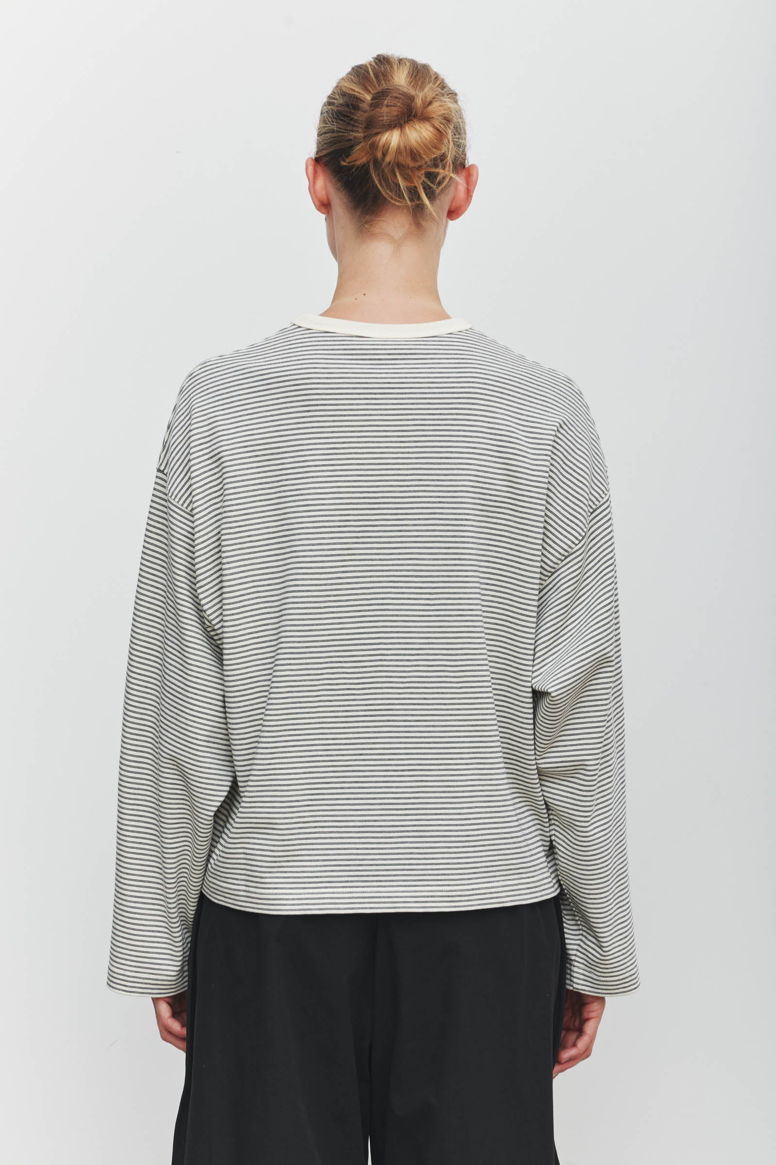 Malone Cropped Stripe Long Sleeve Tee Cream/Black