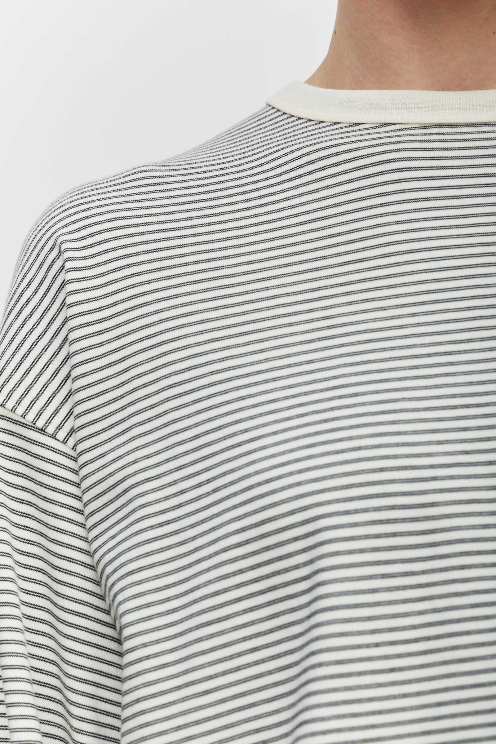 Malone Cropped Stripe Long Sleeve Tee Cream/Black
