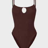 Hunza G Mia Beaded Swim | Metallic Chocolate
