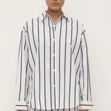 Assembly Label Nara Stripe Long Sleeve Shirt | White/True Navy (PRE-ORDER)