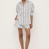 Assembly Label Nara Stripe Long Sleeve Shirt | White/True Navy (PRE-ORDER)