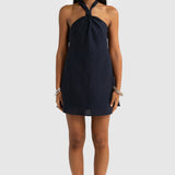 ORTC Mira Linen Halter Mini Dress | French Navy