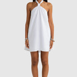 ORTC Mira Linen Halter Mini Dress | White