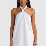 ORTC Mira Linen Halter Mini Dress | White