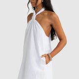 ORTC Mira Linen Halter Mini Dress | White