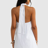 ORTC Mira Linen Halter Mini Dress | White