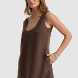 ORTC Nora Linen Mini Dress | Carob (PRE-ORDER)