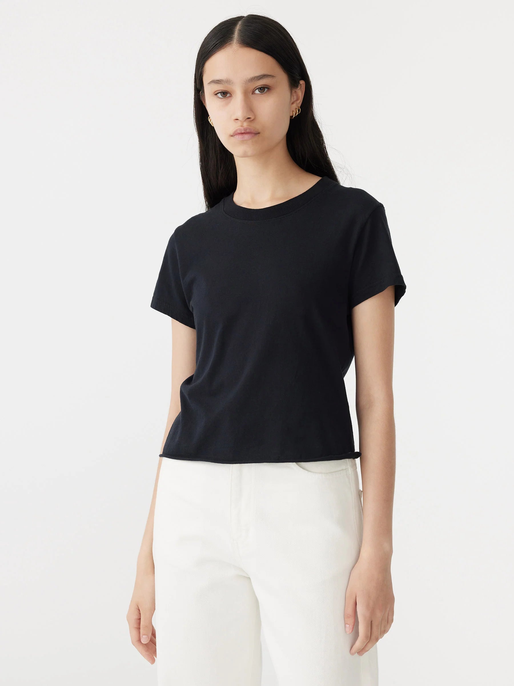 Bassike Raw Edge Baby T-Shirt | Black