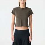 Bassike Raw Edge Baby T-Shirt | Ash