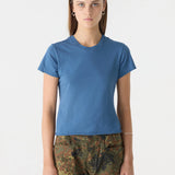 Bassike Raw Edge Baby T-Shirt | Deep Blue