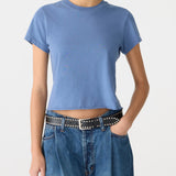 Bassike Raw Edge Baby T-Shirt | Vintage Blue