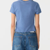 Bassike Raw Edge Baby T-Shirt | Vintage Blue