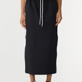 Bassike Stretch Twill Pull On Skirt | Black/White