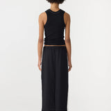 Bassike Stretch Twill Pull On Skirt | Black/White