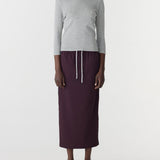 Bassike Stretch Twill Pull On Skirt | Dark Plum/Ink