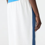 Bassike Stretch Twill Pull On Skirt | White/Marine Blue (PRE-ORDER)