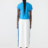 Bassike Stretch Twill Pull On Skirt | White/Marine Blue (PRE-ORDER)