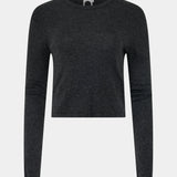 Bassike Slim Fit Rib Long Sleeve Baby T-Shirt | Charcoal Marl