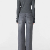 Bassike Slim Fit Rib Long Sleeve Baby T-Shirt | Charcoal Marl