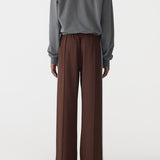 Bassike Double Stripe Wide Leg Pant | Carob/Neon Blue & Grey Stripe