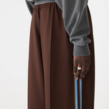 Bassike Double Stripe Wide Leg Pant | Carob/Neon Blue & Grey Stripe
