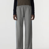 Bassike Double Stripe Wide Leg Pant | Pewter/Neon Blue & Grey Stripe