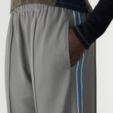 Bassike Double Stripe Wide Leg Pant | Pewter/Neon Blue & Grey Stripe