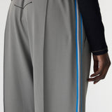 Bassike Double Stripe Wide Leg Pant | Pewter/Neon Blue & Grey Stripe