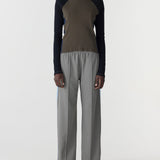 Bassike Double Stripe Wide Leg Pant | Pewter/Neon Blue & Grey Stripe