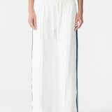 Bassike Double Stripe Wide Leg Pant | White/Cobalt + Ink Stripe