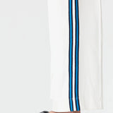 Bassike Double Stripe Wide Leg Pant | White/Cobalt + Ink Stripe