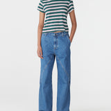 Bassike Stripe Htg Baby T-Shirt | Dark Forest/ Burgundy/ White