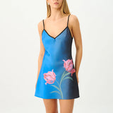 With Harper Lu Bias Mini Slip Dress | Cobalt Floral