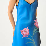 With Harper Lu Bias Mini Slip Dress | Cobalt Floral