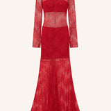 Shona Joy Labyrinth Lace High Neck Maxi Dress | Cherry