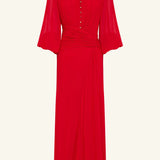 Shona Joy Romy High Neck Balloon Sleeve Maxi Dress | Chilli