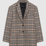 Anine Bing Quinn Blazer | Beige/Navy Check