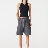 Bassike Crushed Cotton Cargo Short | Washed Black