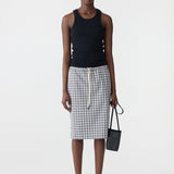 Bassike Yarn Dyes Check Pull On Skirt | Blue Check (PRE-ORDER)