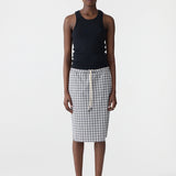 Bassike Yarn Dyes Check Pull On Skirt | Blue Check (PRE-ORDER)
