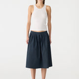 Bassike Crushed Cotton Gathered Skirt | Ink (PRE-ORDER)