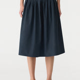 Bassike Crushed Cotton Gathered Skirt | Ink (PRE-ORDER)